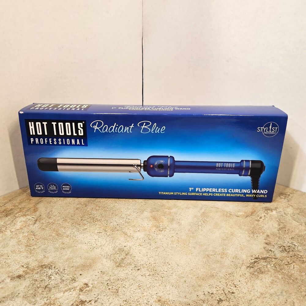 Hot Tools Professional 1" Titanium Flipperless Curling Wand 450F HT1860BL NIB